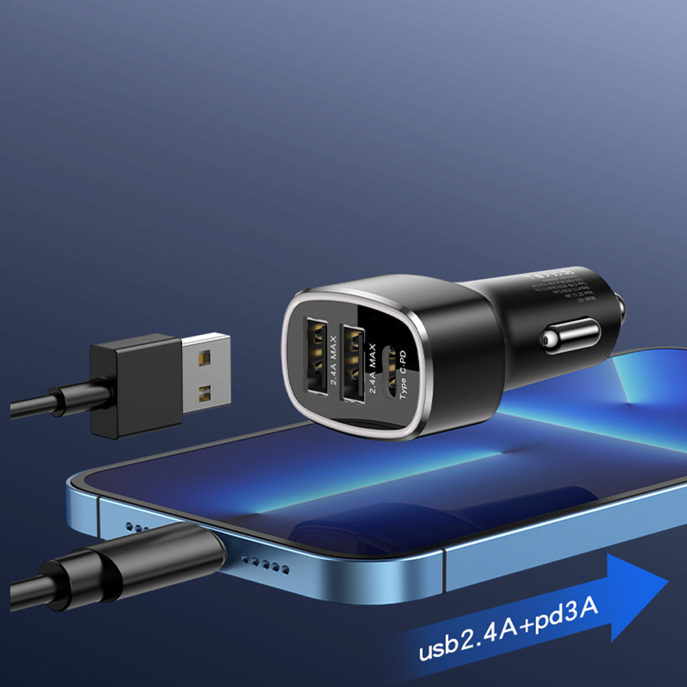 Incarcator Yesido Car (Y47), Dual USB, Type-C, Fast Charging, 49W, Aluminum Alloy, Negru