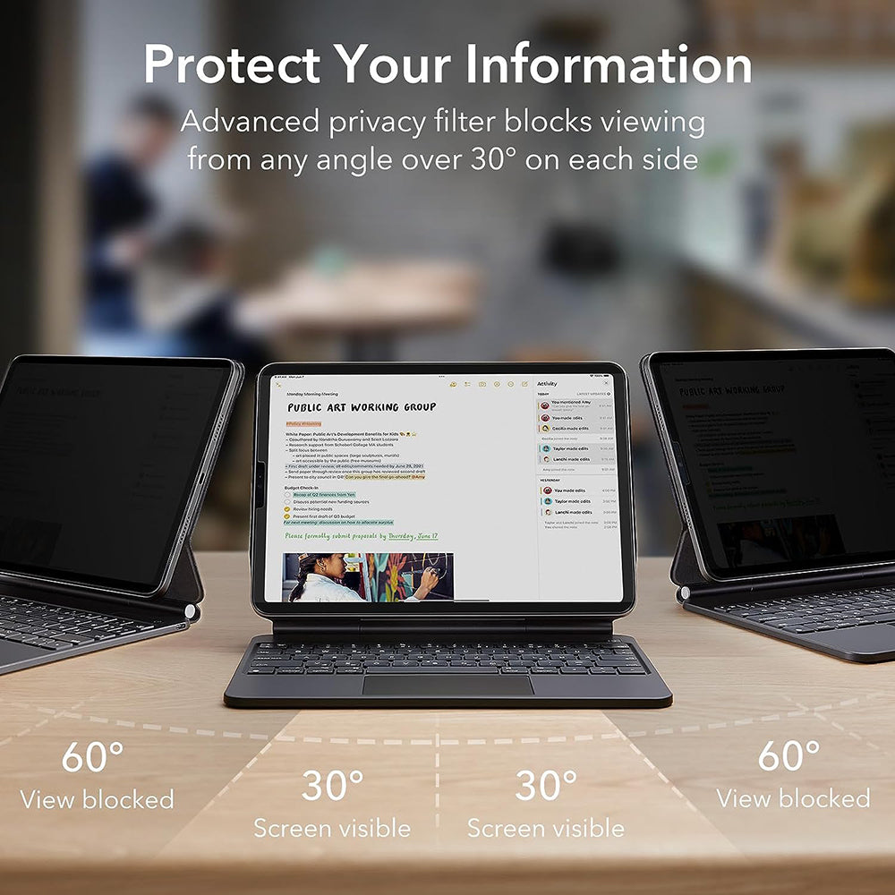 Husa de protectie tableta ESR Magnetic Privacy Screen Protector compatibil cu iPad Air 11 (2024) / Air 11 (2025) / Air 11 (2026), Negru