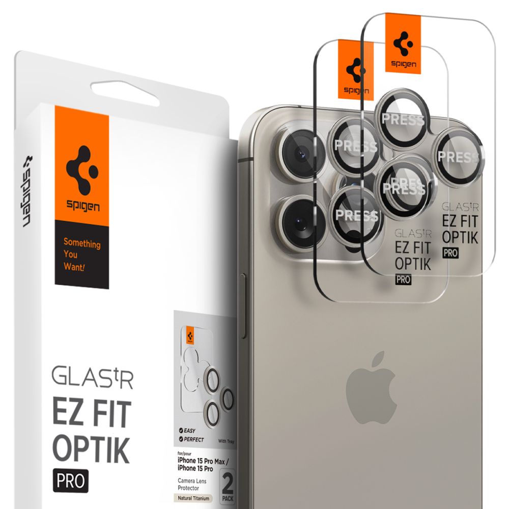 Folie de protectie Spigen (set de 2) Optik.tR EZ Fit Pro Camera Glass (AGL07163) compatibil cu iPhone 14 Pro/14 Pro Max/15 Pro/15 Pro Max/16 Pro/16 Pro Max, Natural