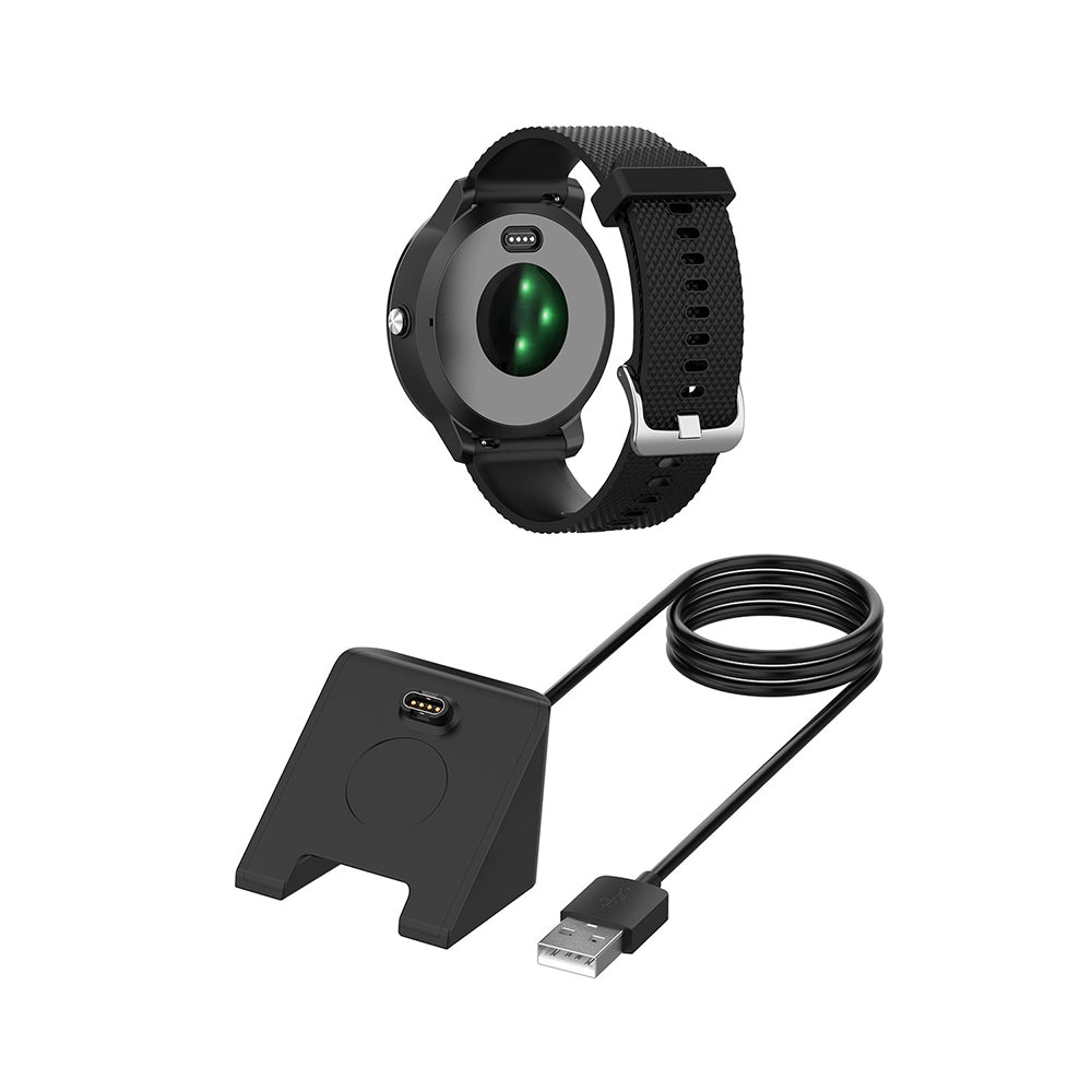 Incarcator Techsuit SmartWatch Wireless Charging Cable (TGC3), for Garmin Fenix 5/5 Plus/6/6X/7X, USB, 5W, 1m with Desk Holder, Negru