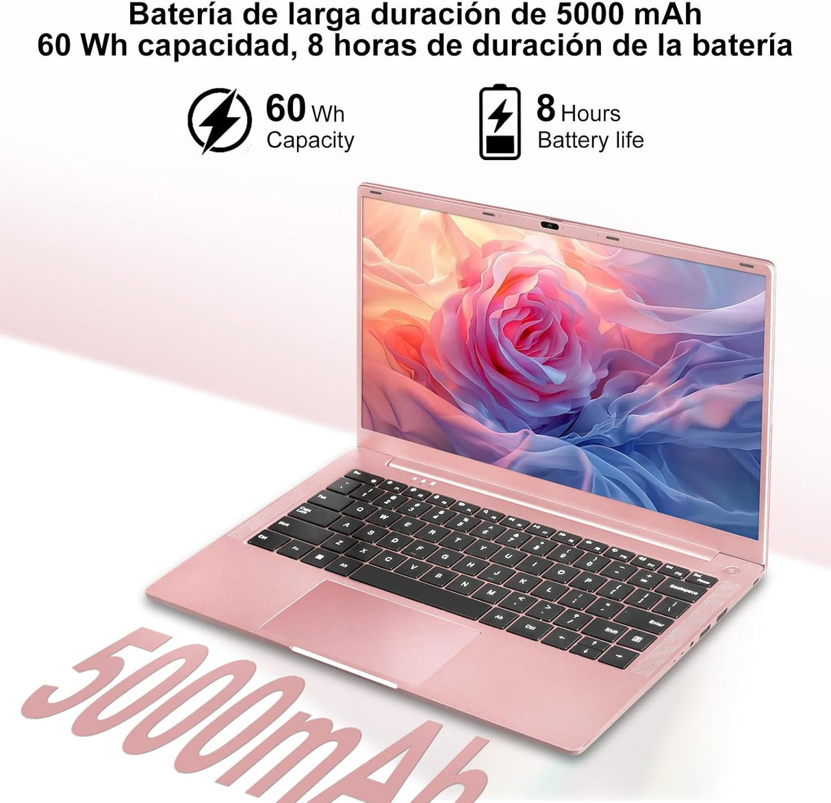 Ruzava Laptop, 8GB RAM 256GB SSD Support 1TB Expand, Celeron N5095 (up to 2.9Ghz) Win 11 5G WiFi Metal Enclosure Webcam Cover, Wireless Mouse, Keyboard Film-Gold