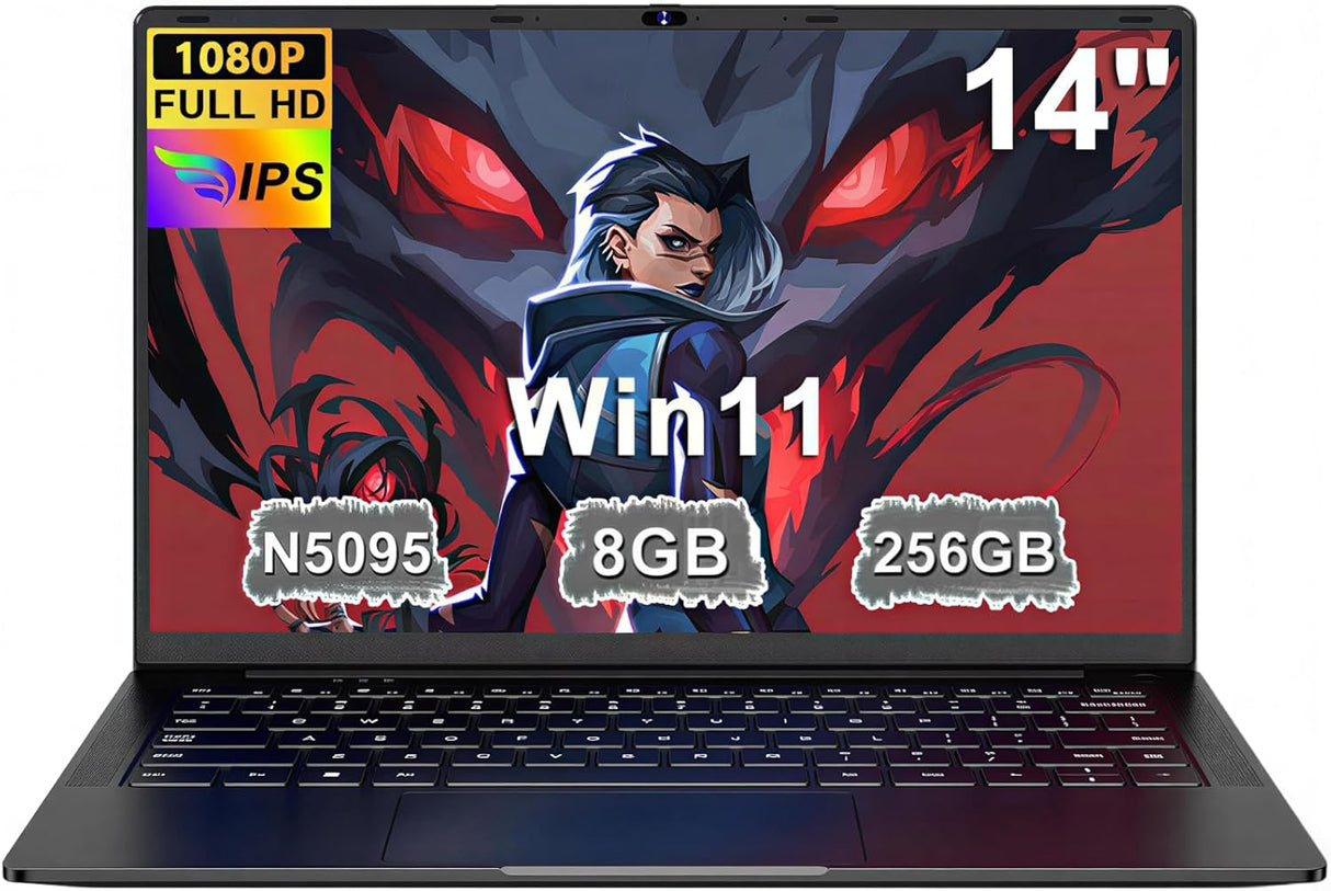 Ruzava Laptop, 8GB RAM 256GB SSD Support 1TB Expand, Celeron N5095 (up to 2.9Ghz) Win 11 5G WiFi Metal Enclosure Webcam Cover, Wireless Mouse, Keyboard Film-Gold