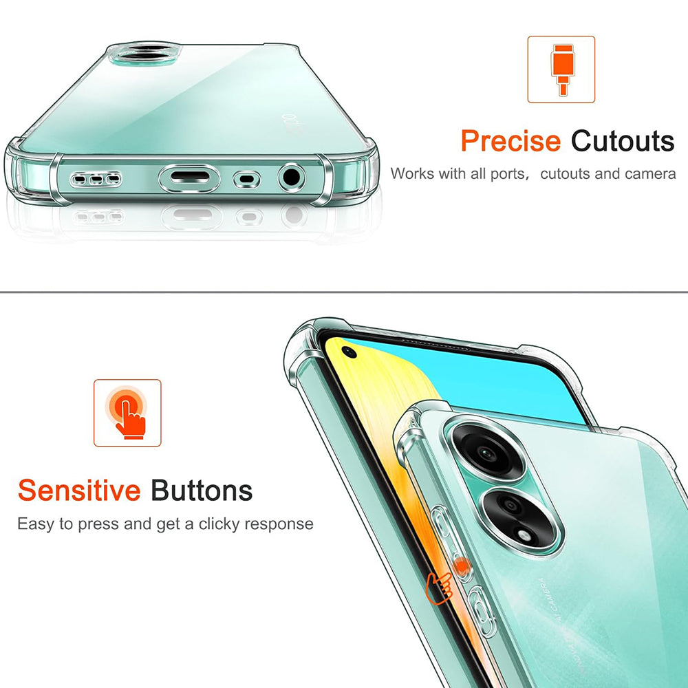Husa de protectie Techsuit Shockproof Clear Silicone compatibil cu Oppo A78 4G, Transparent