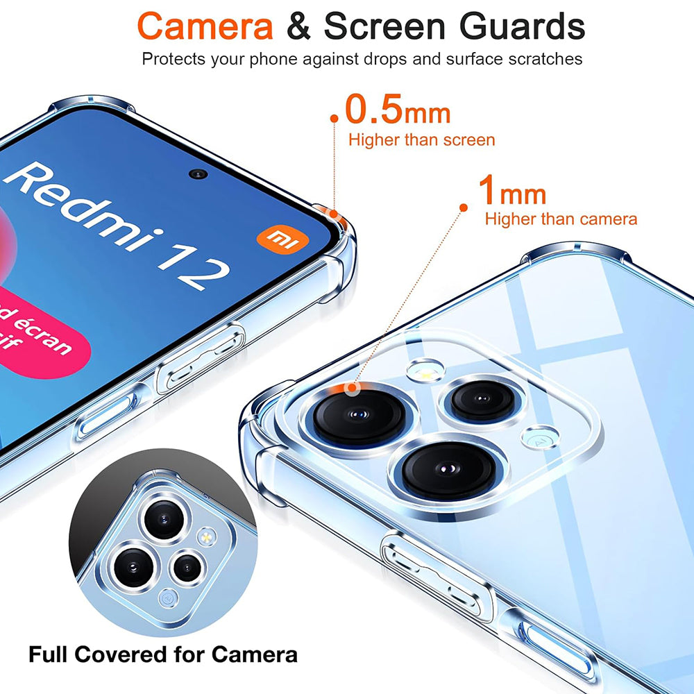 Husa de protectie Techsuit Shockproof Clear Silicone compatibil cu Xiaomi Redmi 12 4G / 12 5G, Transparent