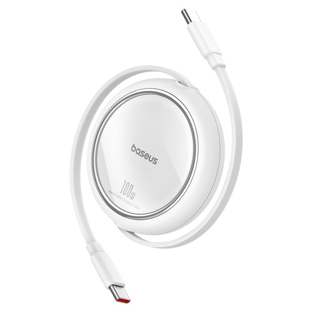 Cablu Baseus Free2Draw Mini (P10364500211-00), Type-C to Type-C, 100W, 1m, Retractable, Moon White