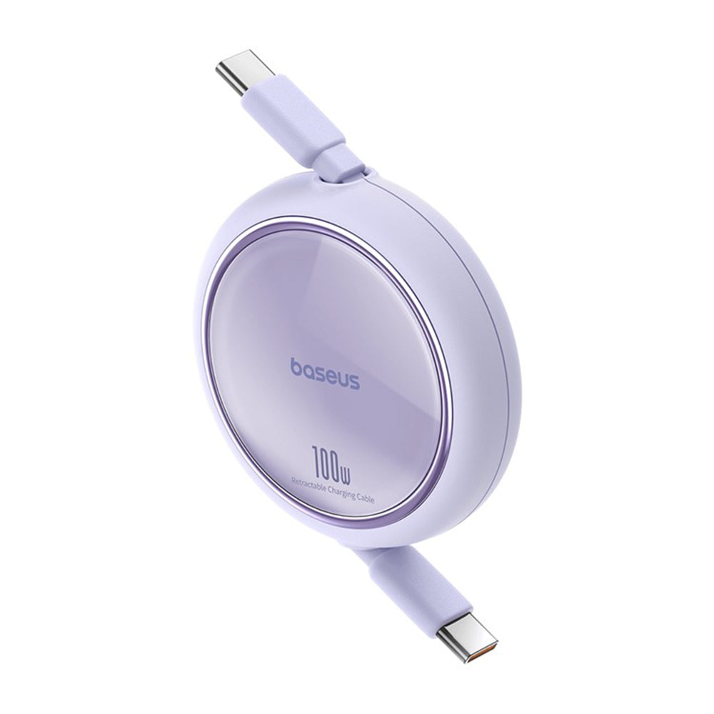 Cablu Baseus Free2Draw Mini (P10364500511-00), Type-C to Type-C, 100W, 1m, Retractable, Nebula Purple