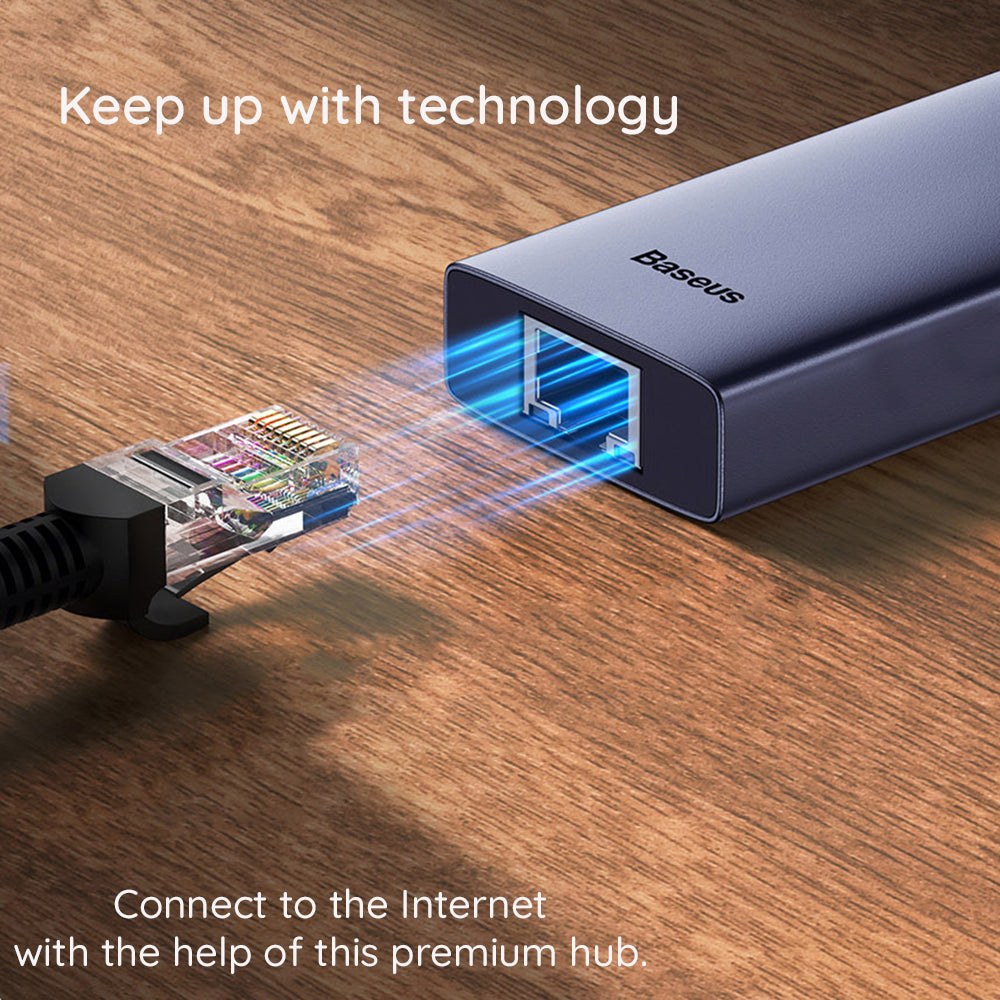 Hub Baseus UltraJoy (B00052805813-00), Type-C la HDMI / 2x USB / RJ45 / SD / TF, Gri