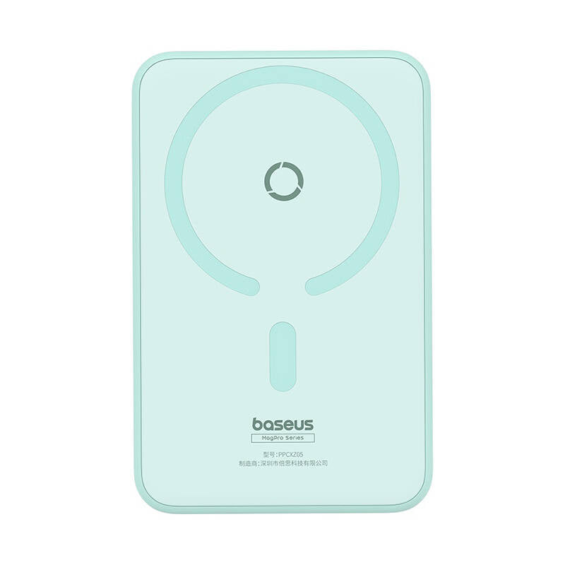 Baterie externa Baseus MagPro Magnetic PPCXZ05 (P10064101333-00), USB-C, 5000mAh, 20W, MagSafe, Cable Type-C, 3A, 30cm, Menta