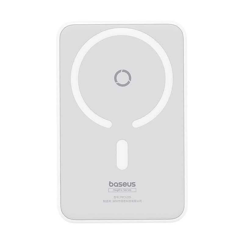 Baterie externa Baseus MagPro Magnetic PPCXZ05 (P10064101223-00), USB-C, 5000mAh, 20W, MagSafe, Cable Type-C, 3A, 30cm, Alb