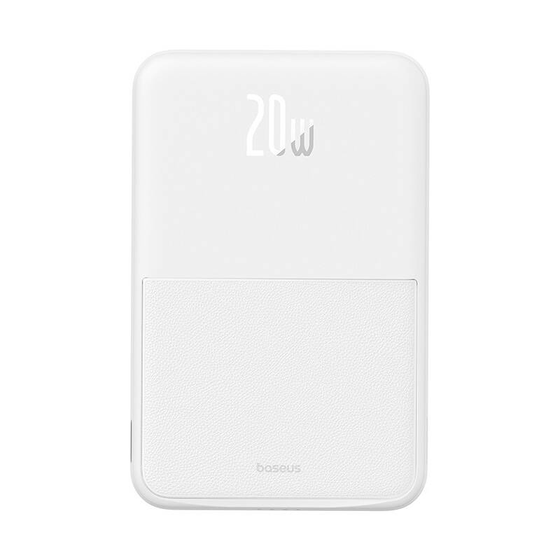 Baterie externa Baseus MagPro Magnetic PPCXZ05 (P10064101223-00), USB-C, 5000mAh, 20W, MagSafe, Cable Type-C, 3A, 30cm, Alb