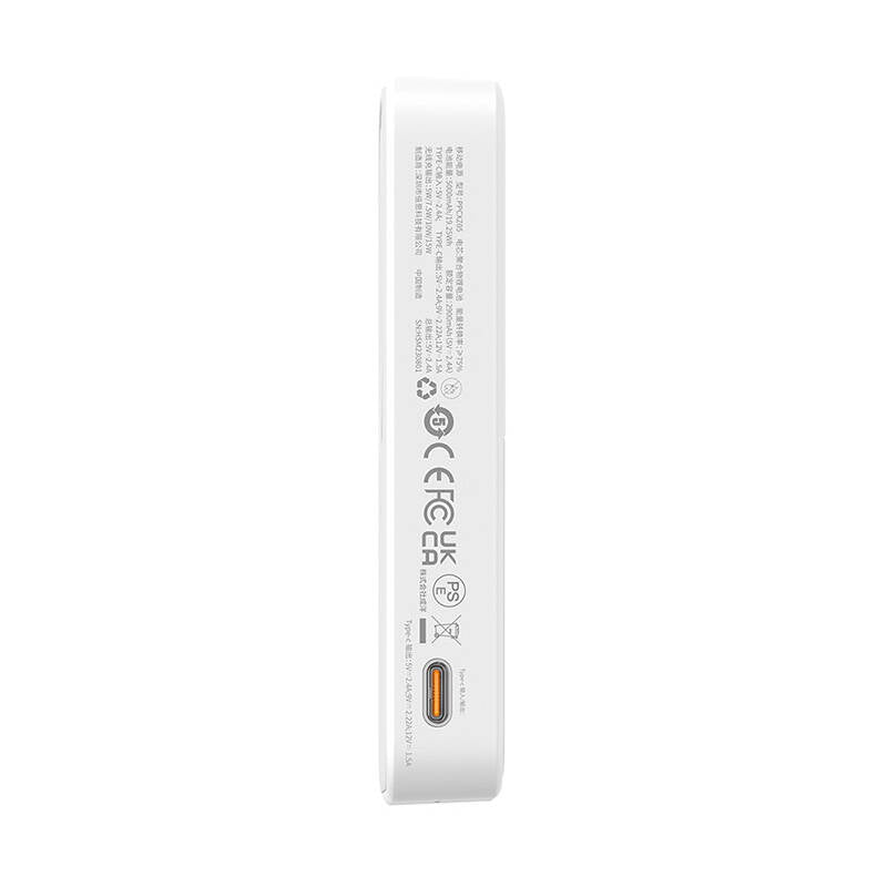Baterie externa Baseus MagPro Magnetic PPCXZ05 (P10064101223-00), USB-C, 5000mAh, 20W, MagSafe, Cable Type-C, 3A, 30cm, Alb