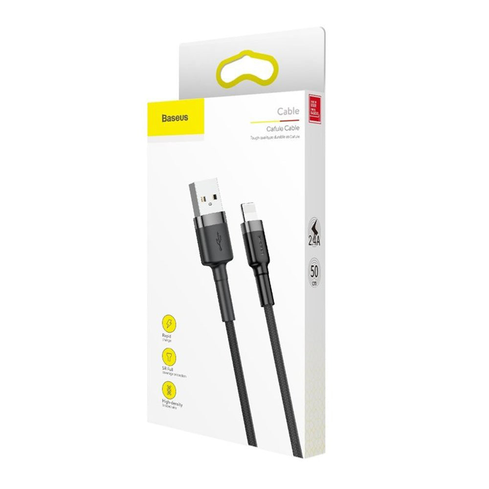 Cablu Baseus Cafule (CALKLF-AG1), USB-Lightning, 2.4A, 50cm, Gri
