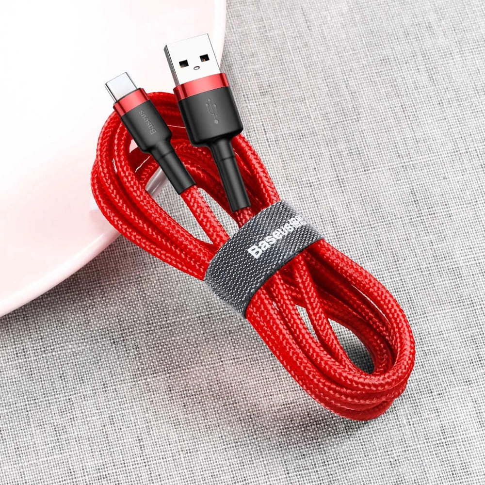 Cablu Baseus Cafule (CATKLF-B09), USB to Type-C, Fast Charge, QC3.0, 3A, 1m, Rosu