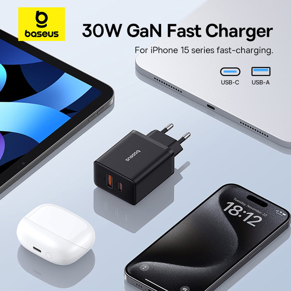 Incarcator Baseus (P10111404113-00), USB, Type-C, Fast Charge 30W, Cluster Black