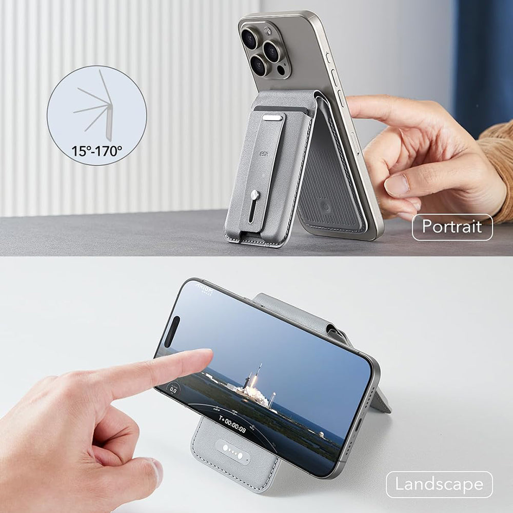 Suport ESR HaloLock Findmy Wallet, Artificial Leather Wallet Stand, Titanium Natural
