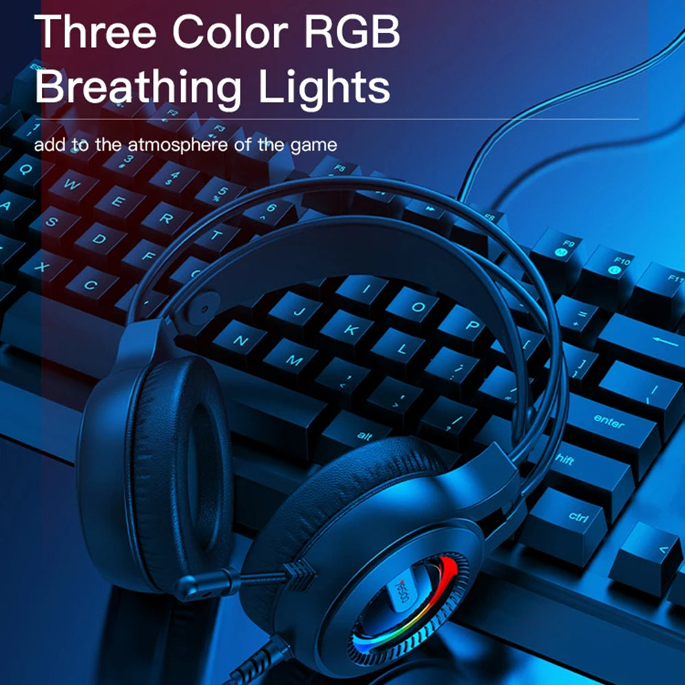Casti Yesido Wired (EK02), for Gaming, Jack 3.5mm, with Microphone, RGB LED Lights, Negru