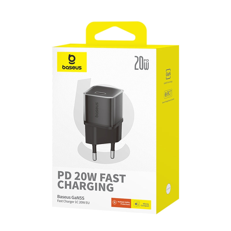 Incarcator Baseus (P10162503113-00), GaN5S, Type-C, 20W, Negru