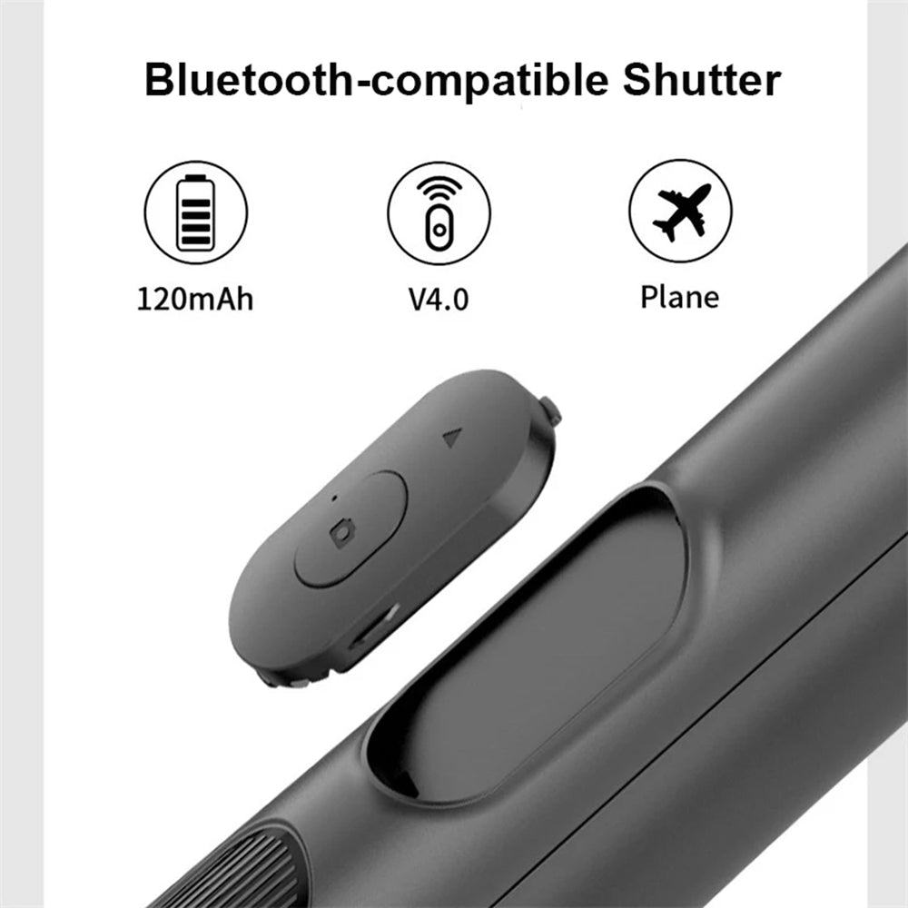 Suport Techsuit Selfie Stick (Q05), Stable Tripod with Bluetooth Remote Control, 360 Rotation, Stainless Steel, 158cm, Negru