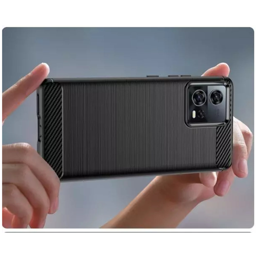 Techsuit Carbon Silicone fekete tok Motorola Edge 30 Fusion telefonhoz