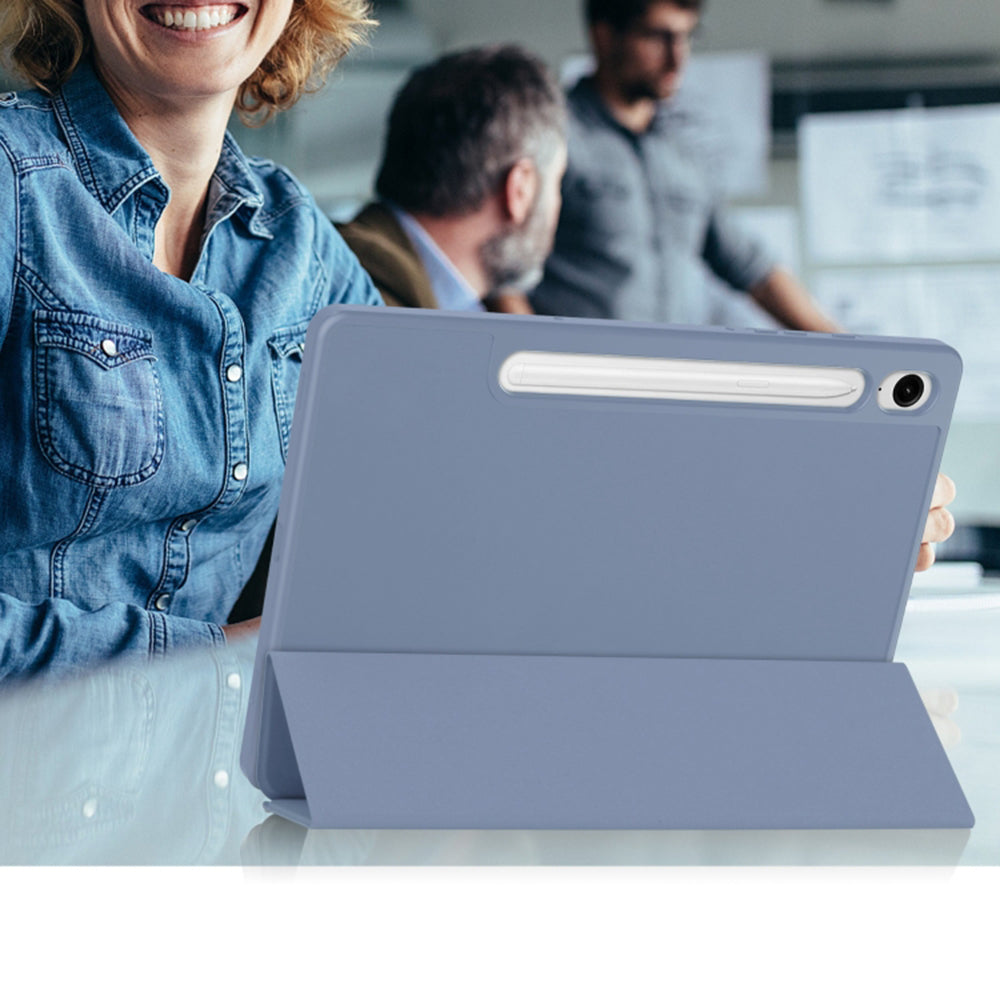 Husa de protectie tableta Techsuit Flex Trifold (with Pencil Holder) compatibil cu Samsung Galaxy Tab S9 / S9 FE / S10 FE, Albastru Inchis
