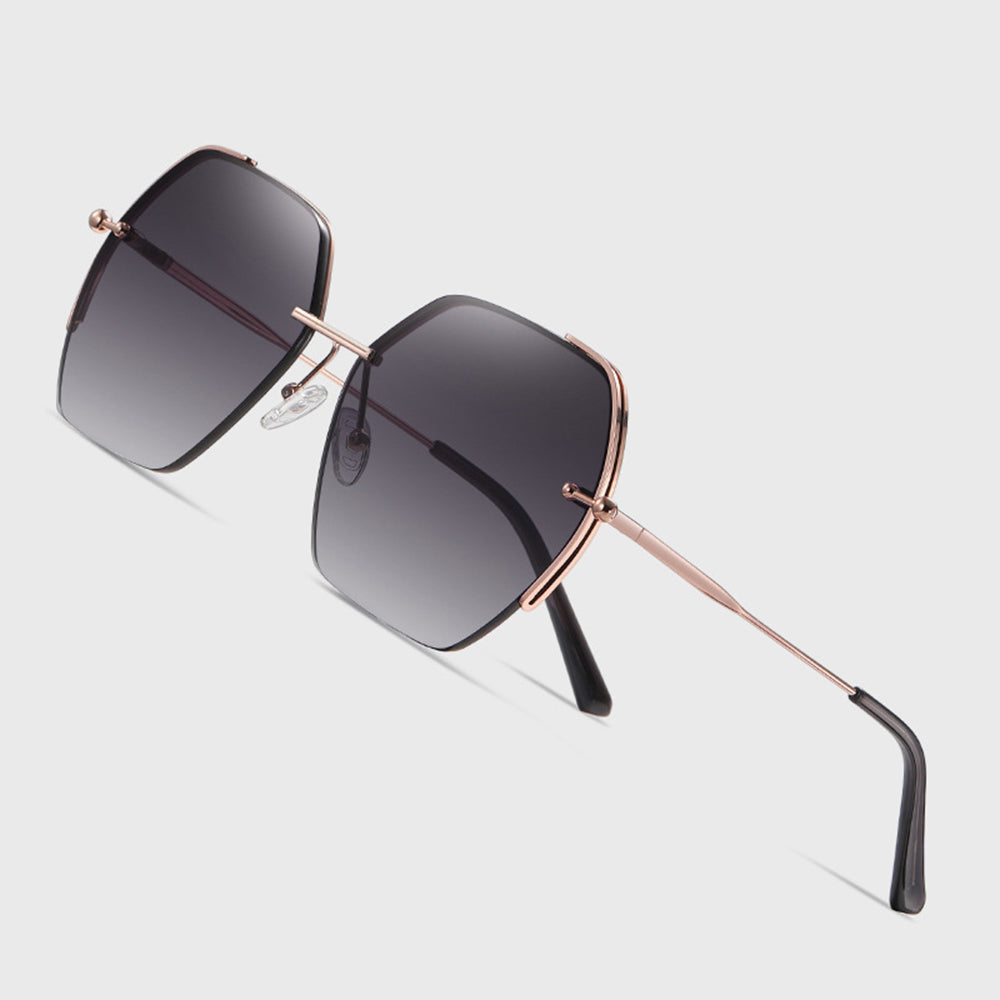 Techsuit Sunglasses (8561), for Women with Metal Frame and Nylon Lens, Hexagonal, Argintiu / Blue