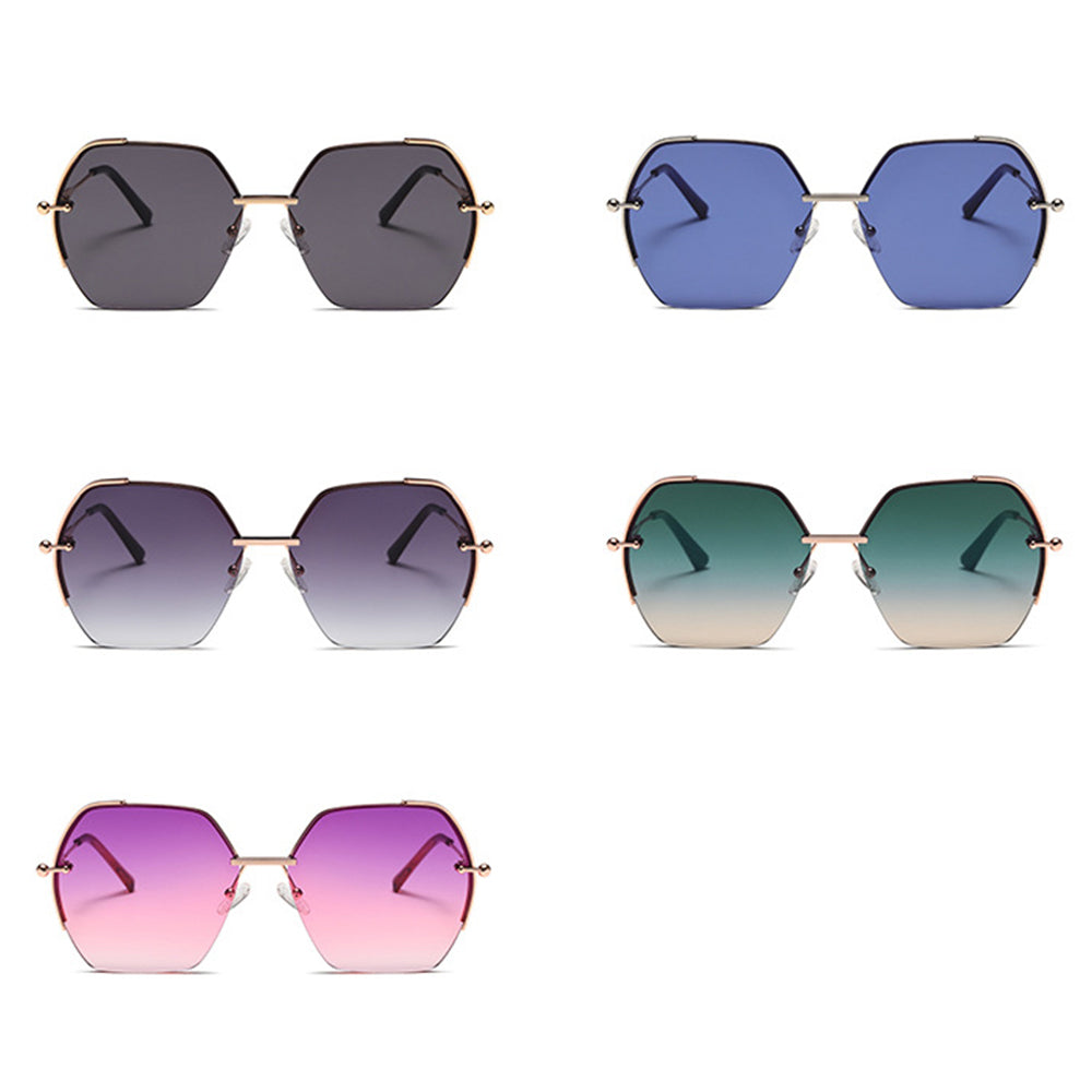 Techsuit Sunglasses (8561), for Women with Metal Frame and Nylon Lens, Hexagonal, Roz Auriu / Gradient Gray