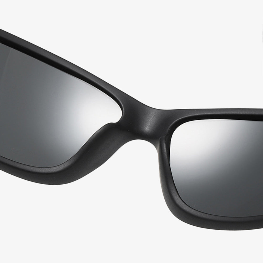 Techsuit Bike Glasses (201910), for Cycling and Sport Outdoor Activities, Polarized, Rectangular, Unisex, Negru / Red