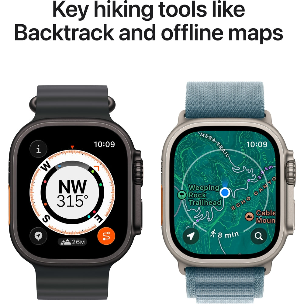 Apple Watch Ultra 3, GPS, Cellular, Carcasa Natural Titanium 49mm, Ancor Blue Ocean Band