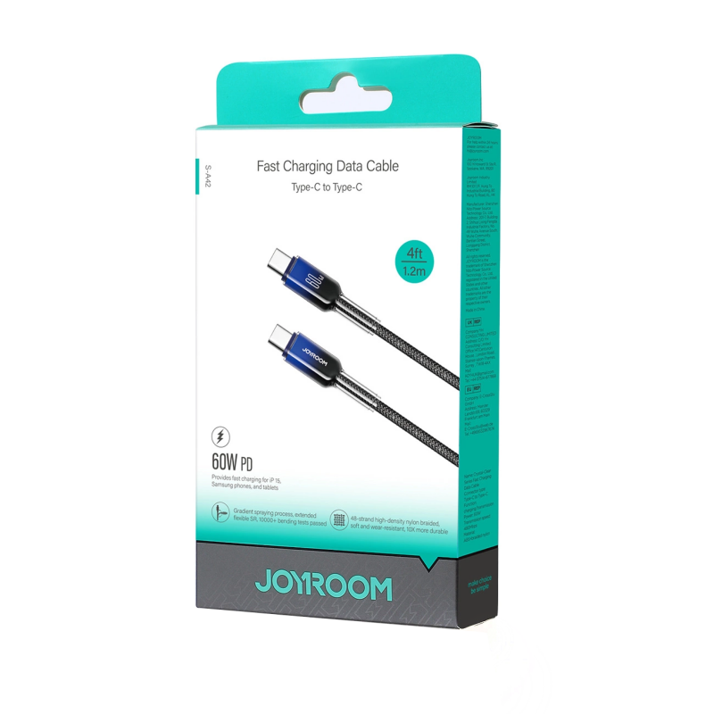 Cablu Date si Incarcare USB-C - USB-C Joyroom S-A42, 60W, 1.2m