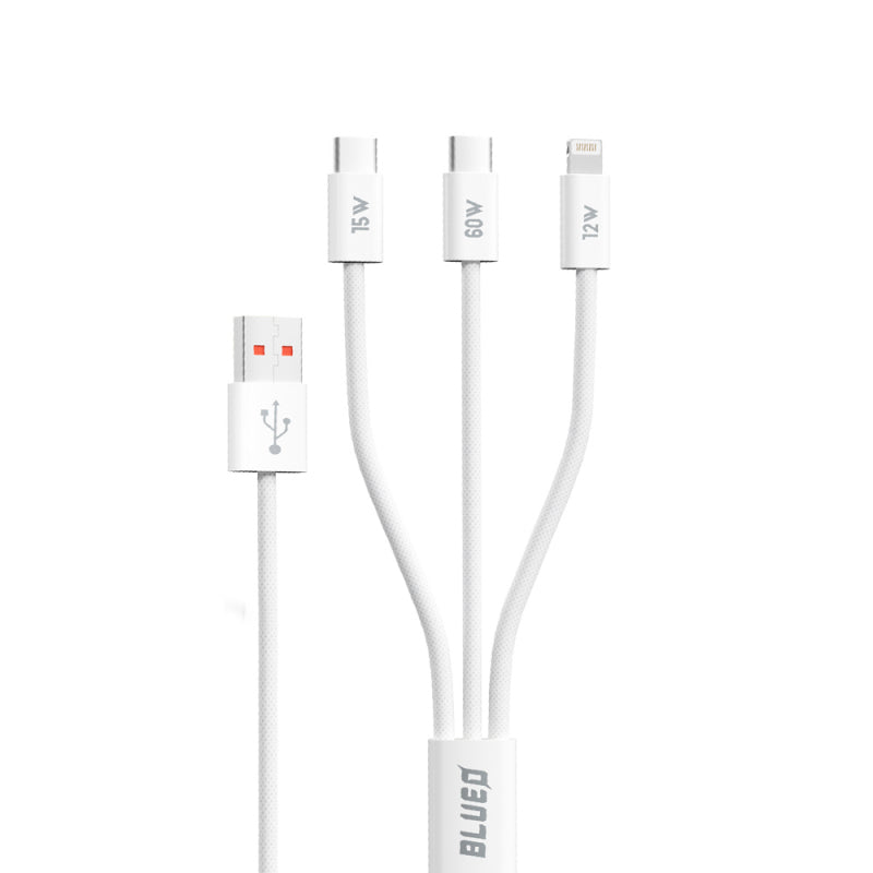 Cablu Incarcare USB-A - Lightning / 2 x USB-C Blueo, 18W, 1.2m