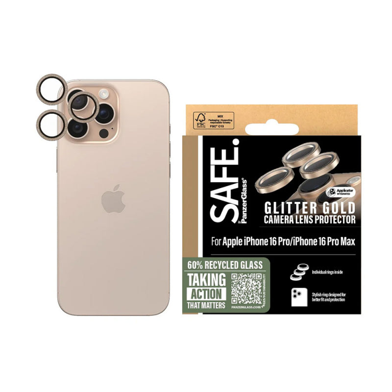 Folie de protectie Camera Spate PanzerGlass Safe. Glitter pentru Apple iPhone 16 Pro Max / 16 Pro, Sticla Securizata