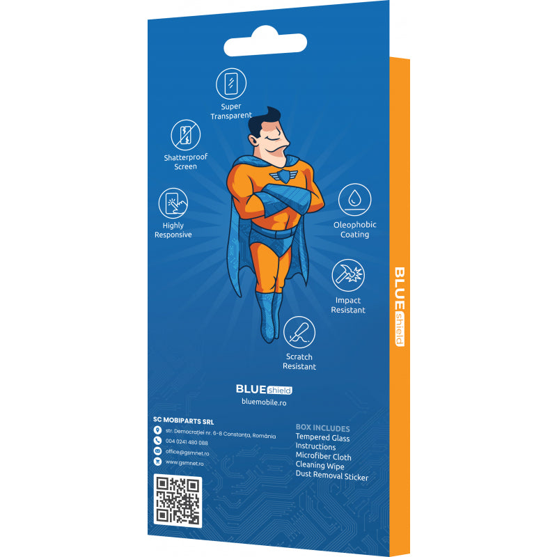 Folie de protectie Ecran Blue Shield pentru Xiaomi Redmi Note 14 Pro 4G, Sticla Securizata, Full Glue, Case Friendly