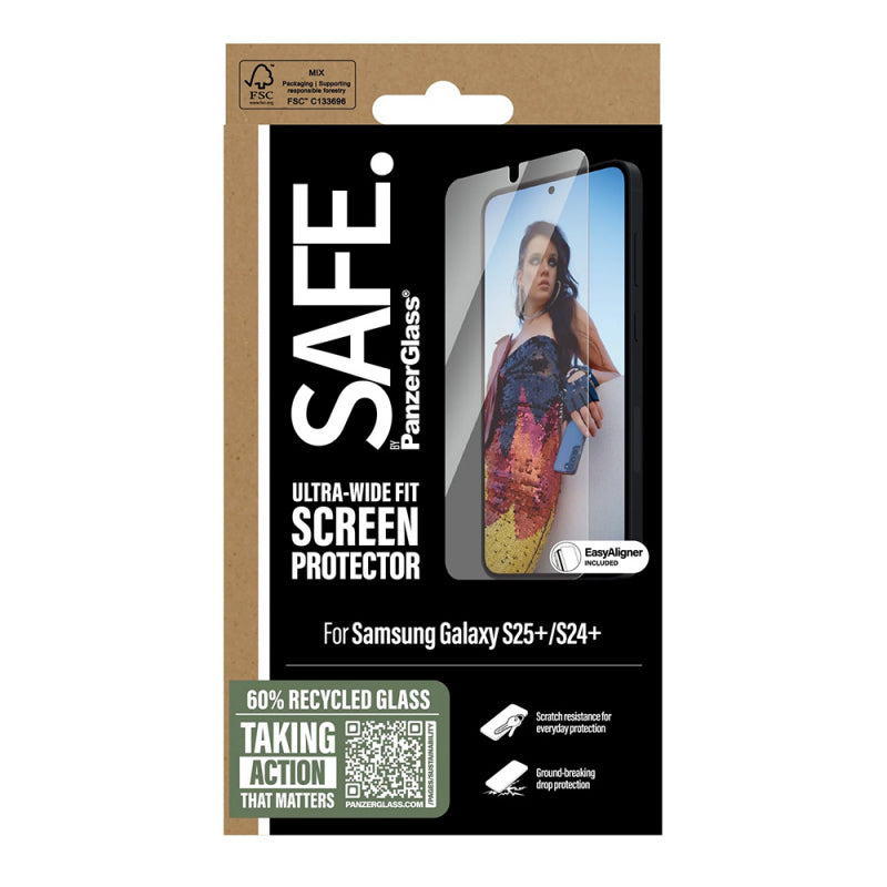 Folie de protectie Ecran PanzerGlass Safe. Ultra-Wide Fit EasyAligner pentru Samsung Galaxy S25+ S936 / S24+ S926, Sticla Securi