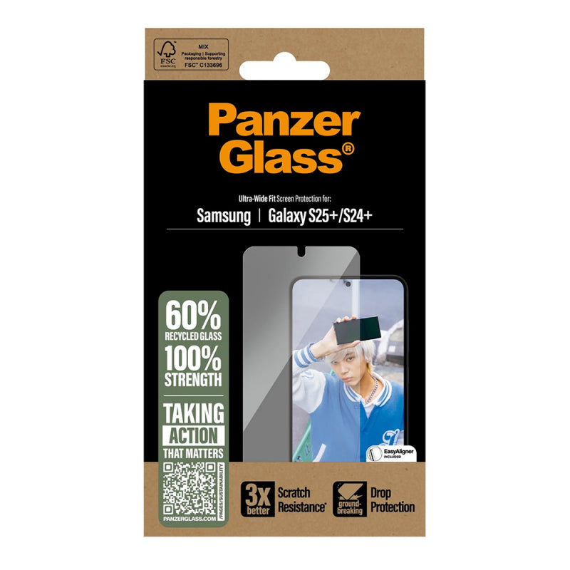 Folie de protectie Ecran PanzerGlass Ultra-Wide Fit pentru Samsung Galaxy S25+ S936 / S24+ S926, Sticla Securizata, Full Glu