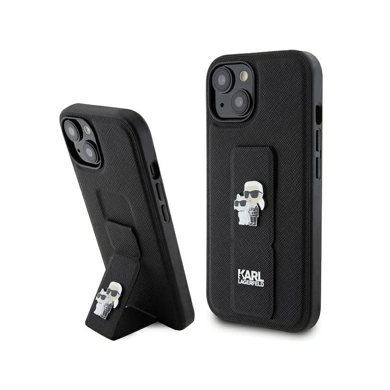 Husa MagSafe pentru Apple iPhone 15 Plus / 14 Plus, Karl Lagerfeld, Saffiano Gripstand Karl & Choupett