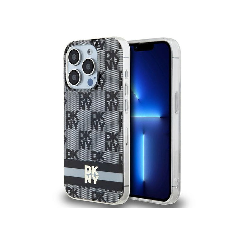Husa MagSafe pentru Apple iPhone 15 Pro, DKNY, Checkered Mono Pattern & Printed Stripes