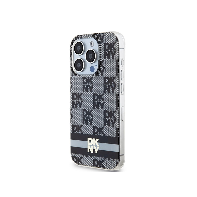 Husa MagSafe pentru Apple iPhone 15 Pro, DKNY, Checkered Mono Pattern & Printed Stripes