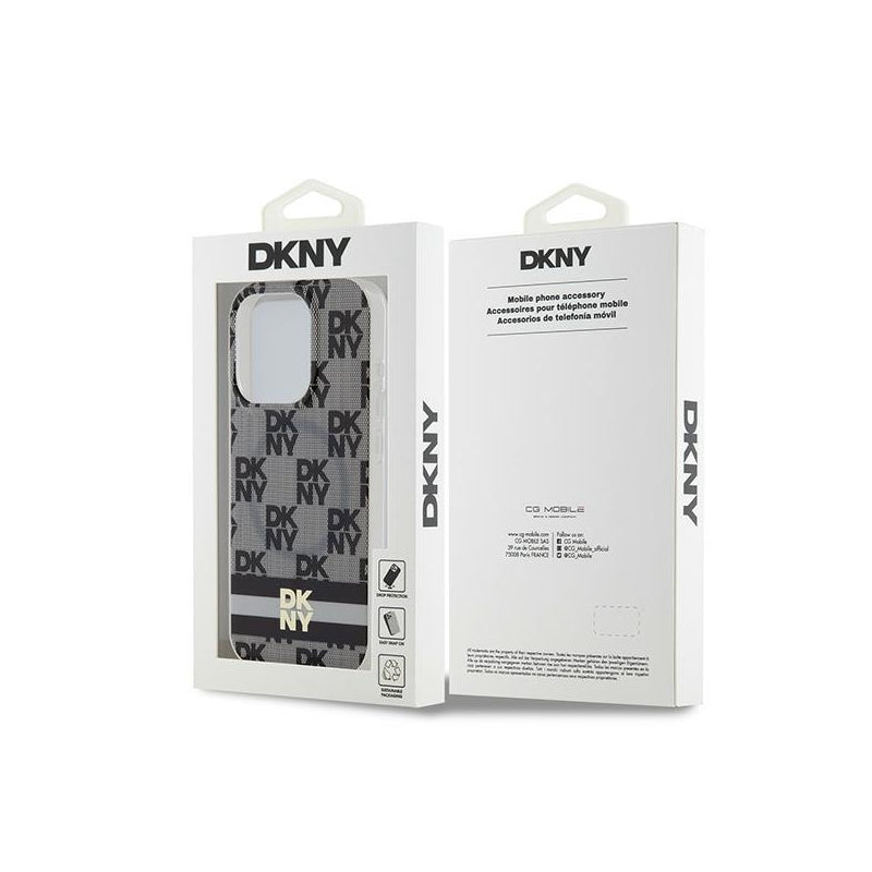Husa MagSafe pentru Apple iPhone 15 Pro, DKNY, Checkered Mono Pattern & Printed Stripes
