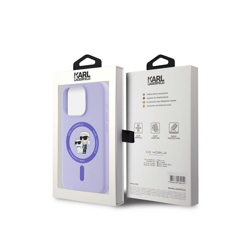 Husa MagSafe pentru Apple iPhone 15 Pro, Karl Lagerfeld, Silicone Ring Karl & Choupette