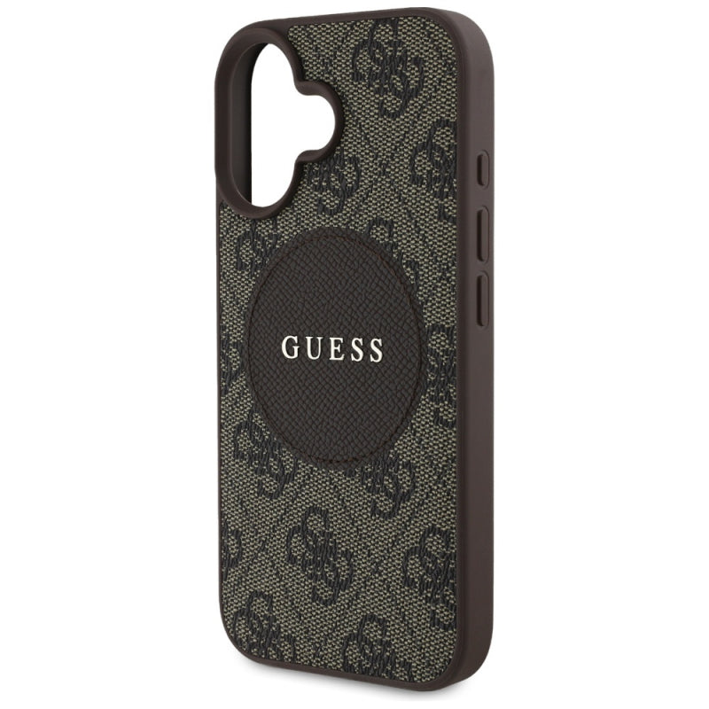 Husa MagSafe pentru Apple iPhone 16, Guess, 4G Circle Classic Log