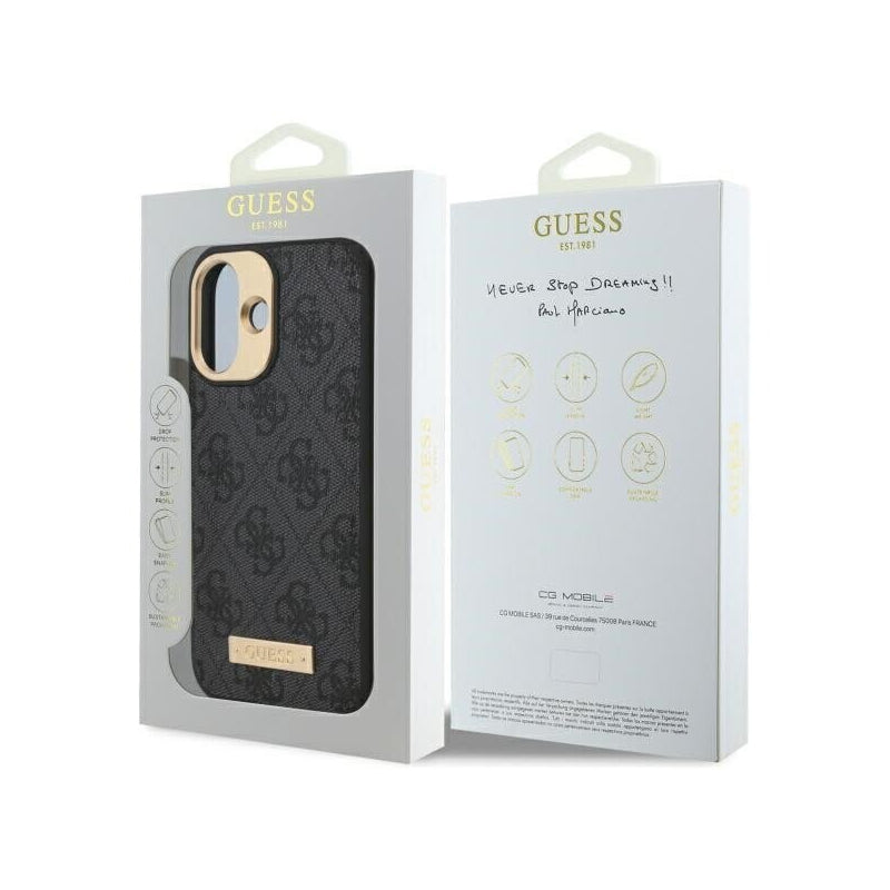 Husa MagSafe pentru Apple iPhone 16 Plus, Guess, 4G Logo Plat
