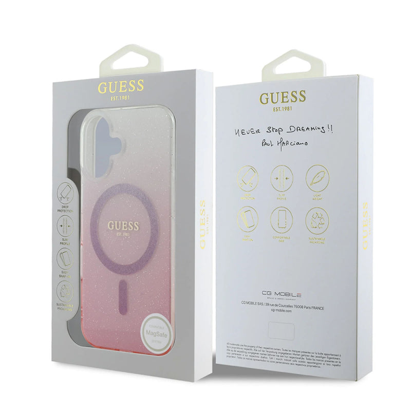 Husa MagSafe pentru Apple iPhone 16 Plus, Guess, IML Glitter Gradient
