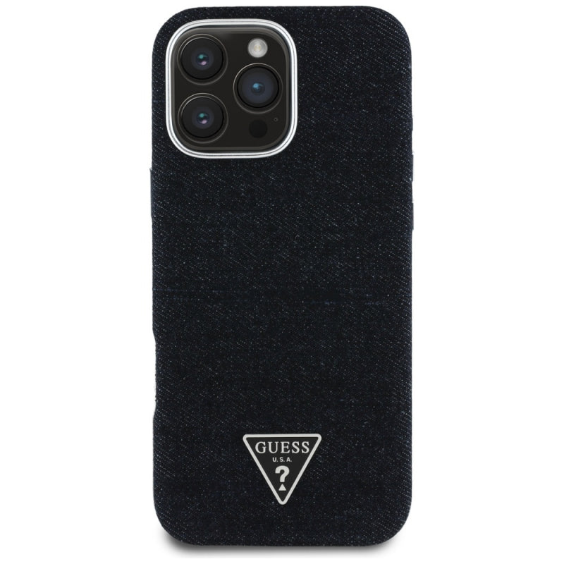 Husa MagSafe pentru Apple iPhone 16 Pro, Guess, Denim Triangle Logo