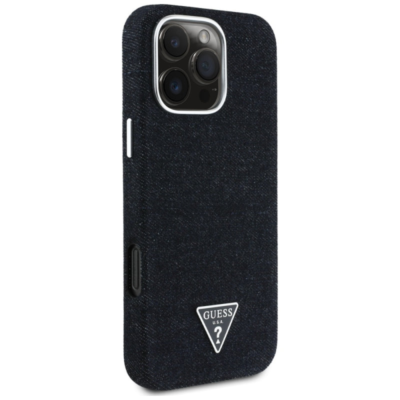 Husa MagSafe pentru Apple iPhone 16 Pro Max, Guess, Denim Triangle Logo