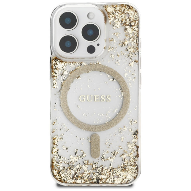 Husa MagSafe pentru Apple iPhone 16 Pro Max, Guess, Resin Bottom Glitt