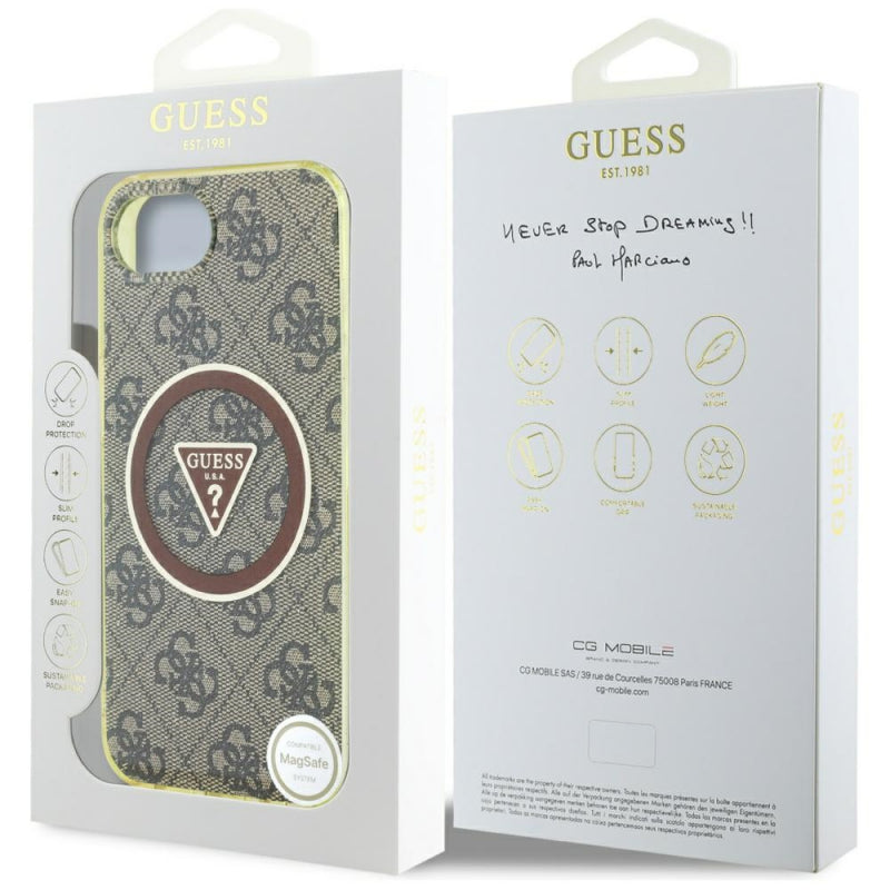 Husa MagSafe pentru Apple iPhone 16e, Guess, IML Glitter 4G Circle Triangle