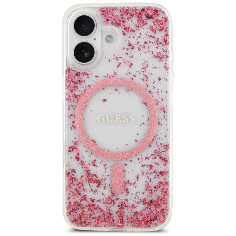 Husa MagSafe pentru Apple iPhone 17, Guess, Resin Bottom Glitter