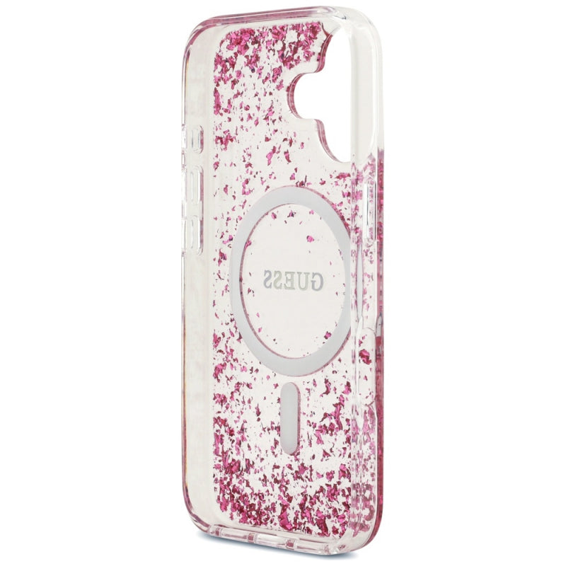 Husa MagSafe pentru Apple iPhone 17, Guess, Resin Bottom Glitter