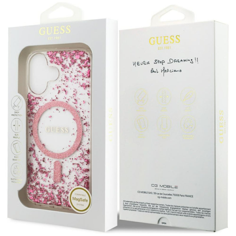 Husa MagSafe pentru Apple iPhone 17, Guess, Resin Bottom Glitter
