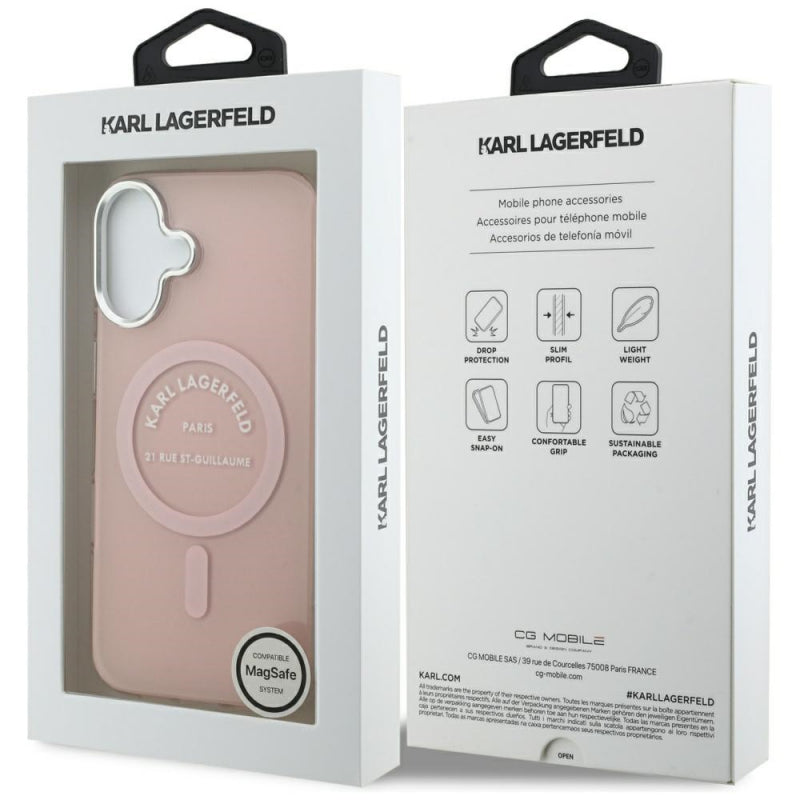 Husa MagSafe pentru Apple iPhone 17, Karl Lagerfeld, IML Logo RSG - Roz - NotebookGsm